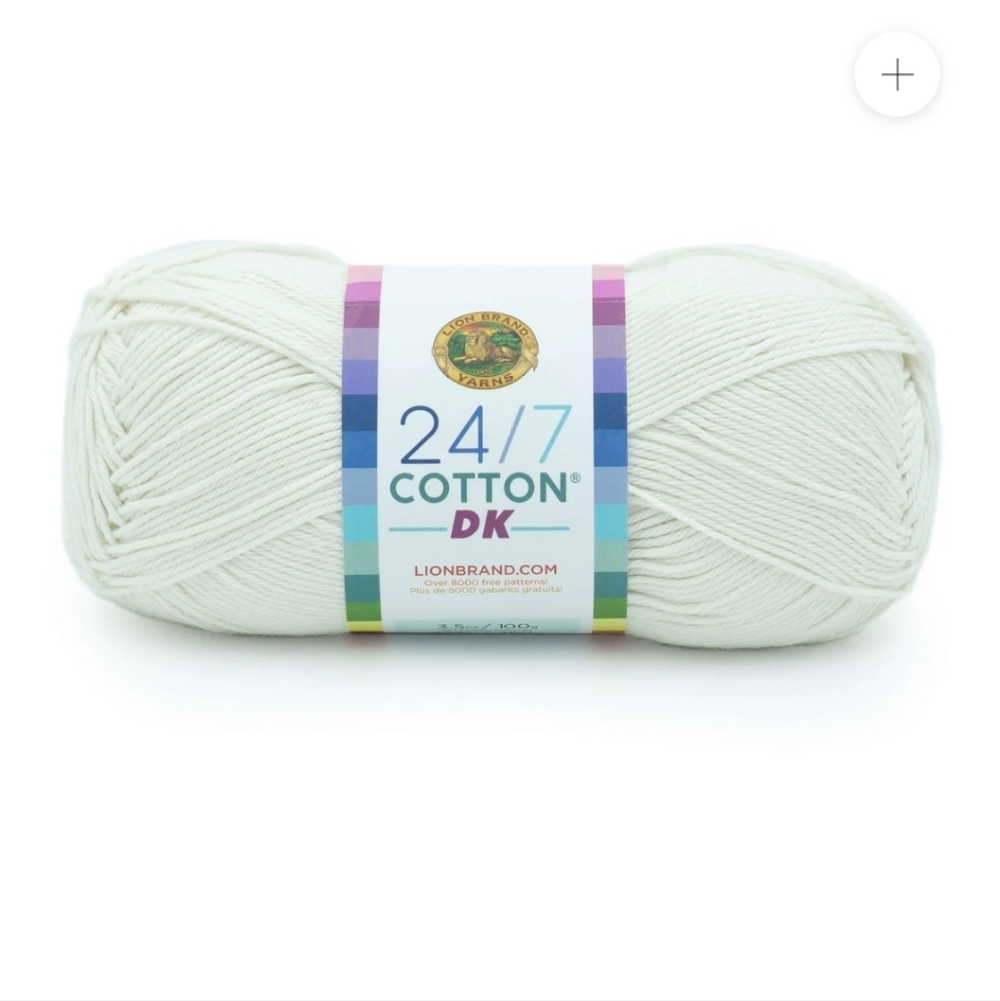8 Skeins Lion Brand 24/7 Cotton DK Prints Yarn In Cream